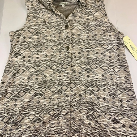 Seven Forty Two, women’s button up vest with hoodie, neutral multi colored - Picture 1 of 12
